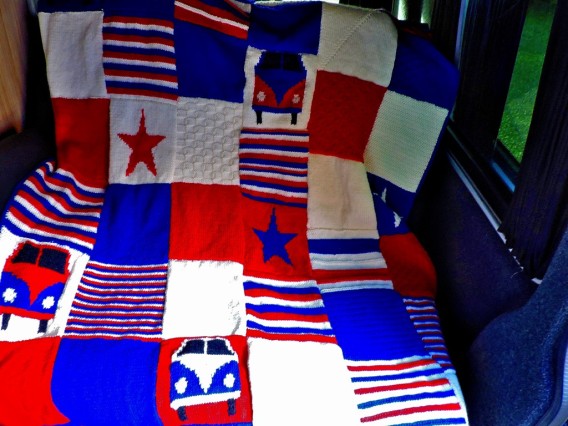 A blanket knitted by my mother for their camper van.